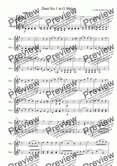 Pleyel 6 Duets Op8 For 2 Violins Download Sheet Music Pdf File