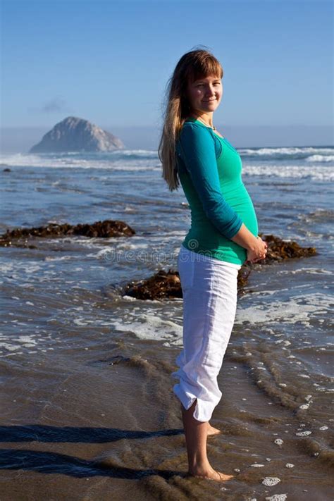 Pregnant Woman On Beach Stock Photo Image Of Beauty