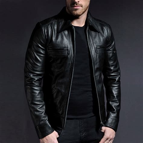 Men Leather Jacket Autumn Winter Fashion Motorcycle Style Male Business