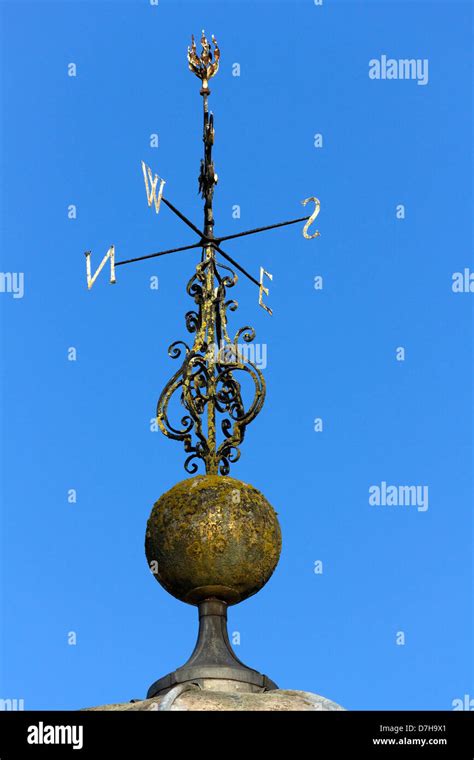 Ornate Wrought Iron Weather Vane With North South East West Compass