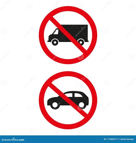 No Cars Sign On White Background Stock Illustration Illustration Of