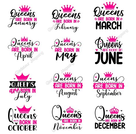 Queens Are Born Svgs And Pngs Bundle Birthday Svgs And Etsy