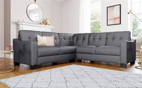 Belmont Grey Leather Corner Sofa Furniture Choice