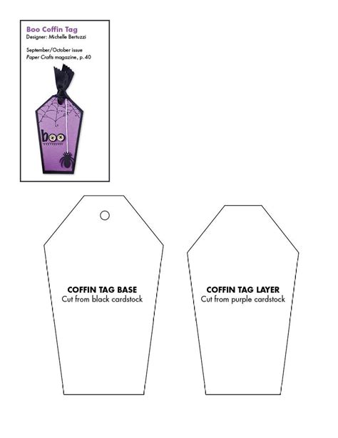 Coffin Template Free For Making Halloween Art Tags Paper Crafts