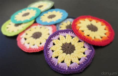 Sunflower Coaster~ Free Crochet Pattern ~ Doriyumi