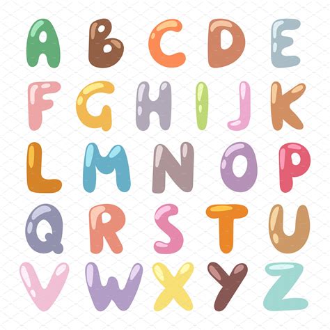 Cartoon Alphabet Symbols Vector Alphabet Symbols Creative Typography