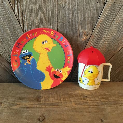 Vintage Sesame Street Plate Cup Set Melmac Dinnerware Muppets Etsy