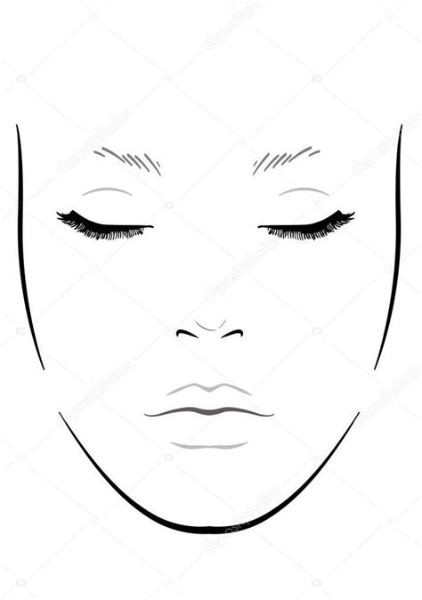 Face Chart Makeup Artist Blank Template Vector