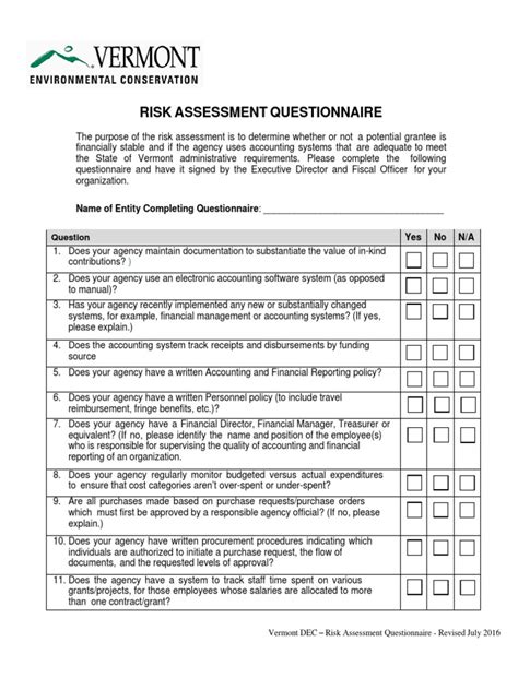 Basic Risk Assessment Questionnaire Template Pdf Risk Assessment