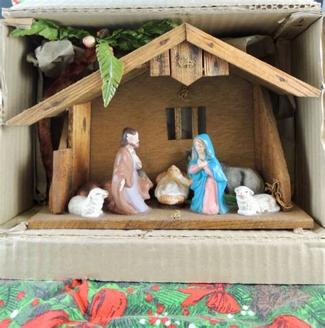 1950s Hand Painted Nativity Set Original Box Made In Etsy Nativity
