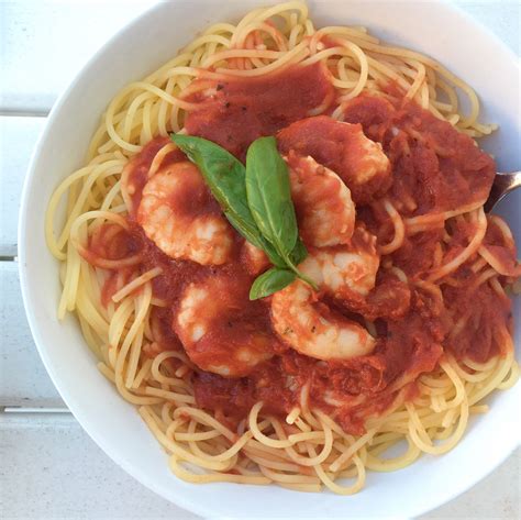 Shrimp Marinara Over Spaghetti