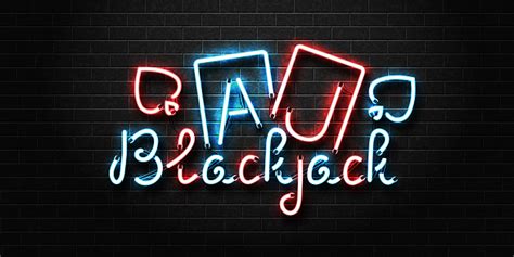 Vector Realistic Isolated Neon Sign For Blackjack Lettering And Playing