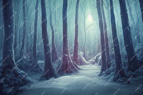 Premium Photo Fantasy Concept Showing Winter Forest Digital Art Style