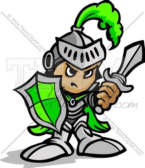Knight Warrior Cartoon Holding Sword And Shield Vector Image Team