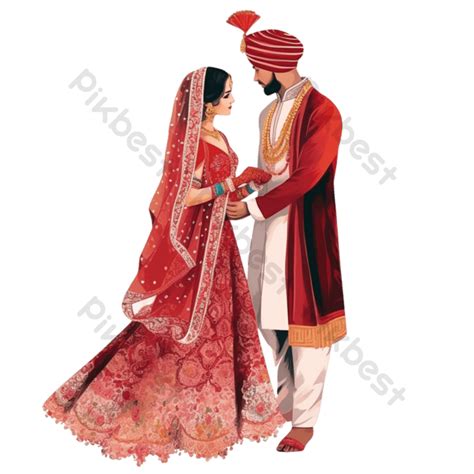 Vector Indian Wedding Invitation Card Bride And Groom Png Images Psd