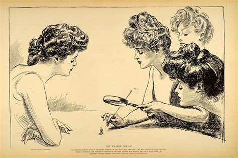 1906 Print Charles Dana Gibson Girls Weaker Sex Magnifying Glass Roman Period Paper Historic