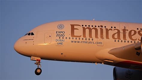 Emirates Expo 2020 Dubaiuae Airbus A380 A6 Edc Landing At Nrt 34l