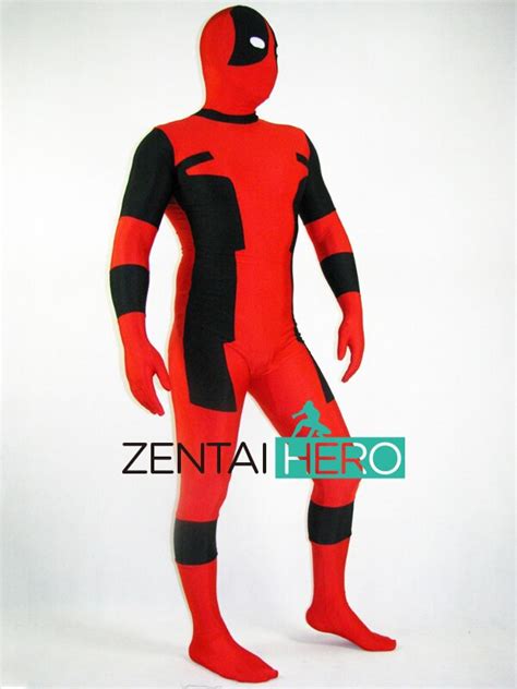 Free Shipping Dhl Classcial Deadpool Costume Red And Black Lycra