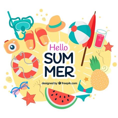 Download Hello Summer Background With Beach Elements For Free Summer