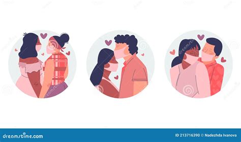 Couples Kissing Under Palm Trees Vector Silhouette 45661087