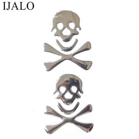 1 pair skull 3d car sticker pvc chromed emblem badge decal car styling decoration accessories