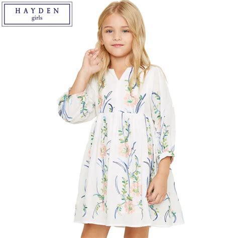 Hayden Girls Embroidered Dress Summer 2018 Princess Costume Kids Flower