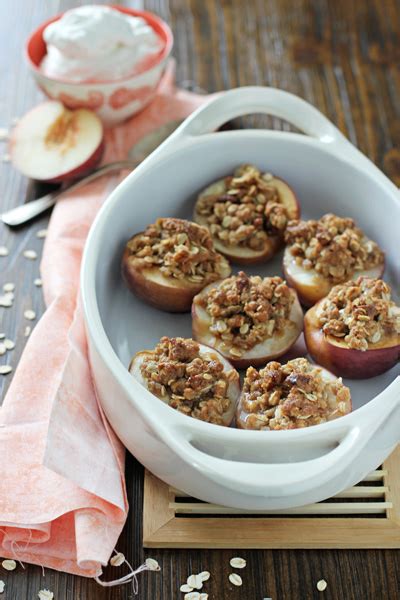 Bourbon Baked Peaches With Oatmeal Crumble Cook Nourish Bliss