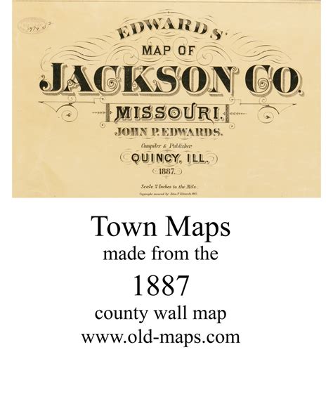Map Cartouche Jackson Co Missouri 1887 Old Town Map Custom Print