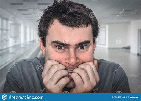 Nervous Man Biting His Nails Nervous Breakdown Stock Image Image Of