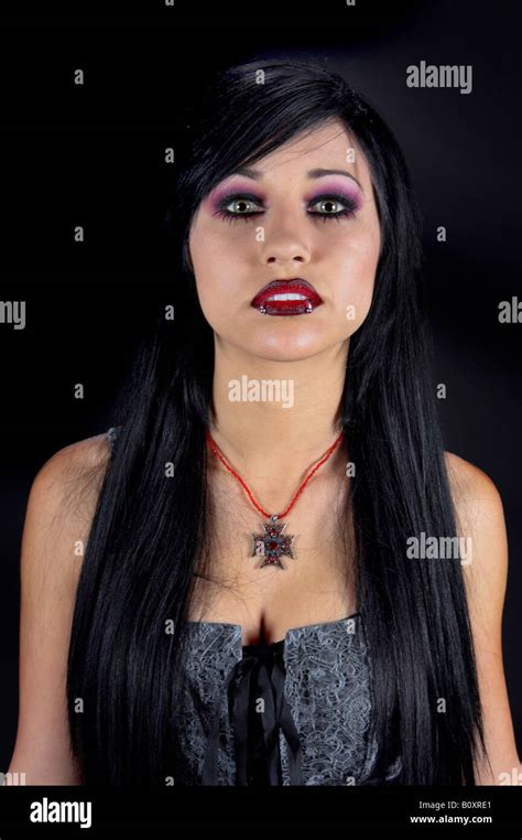 Ictorian Gothic Woman Beautiful Raven Haired Gothic Vampire Girl In A Black And Grey Dress