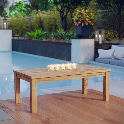 Have a larger space to work with? MODWAY Marina Patio Teak Rectangle Outdoor Coffee Table in ...