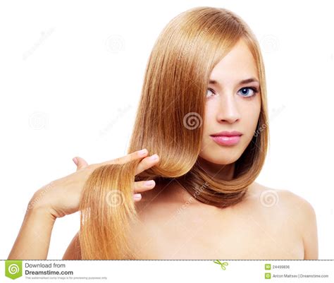Pretty Girl With Long Hair On White Royalty Free Stock