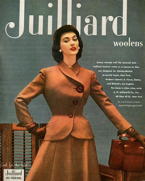 Juilliard Woolens 1951 ~ Dovima Wearing Suit By Zelinka Matlick