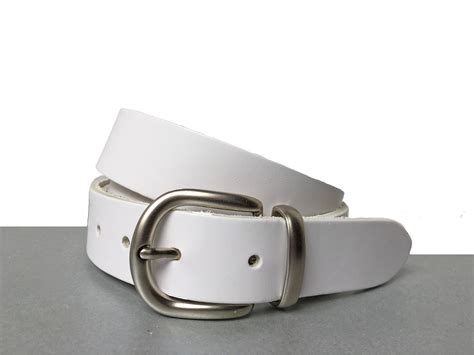 White Leather Belt 1 14 Inch Handmade In Uk White Man Etsy Uk