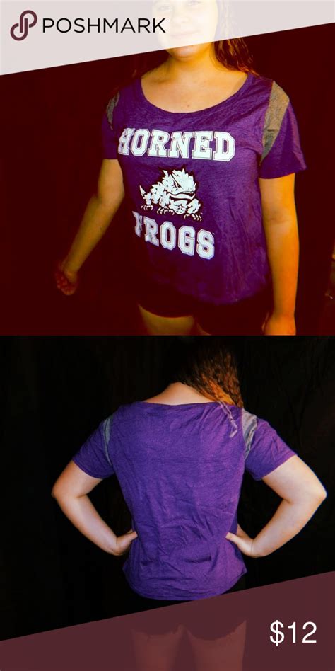 crop top horned frogs crop top horned frogs never been worn it s purple and gray super cute size
