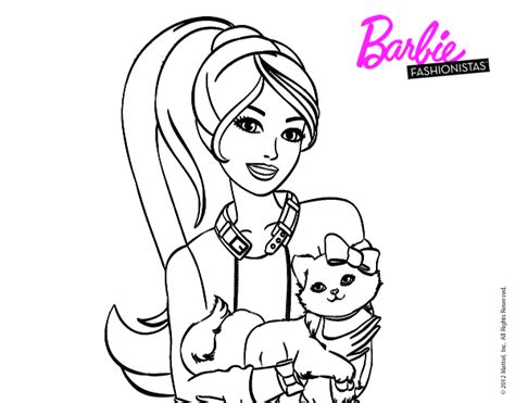 Temos todo o tipo de aventura da boneca mais famosa do planeta. Dibujo de Barbie con su linda gatita para Colorear ...