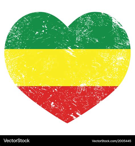 Rasta Rastafarian Retro Heart Shaped Flag Vector Image