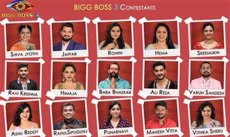 Bigg Boss Telugu Season 5 Contestants List Bigg Boss 5 Telugu Mobile