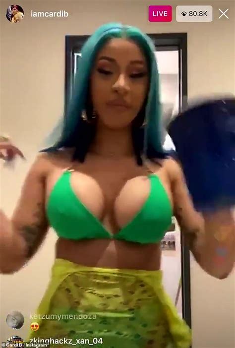 Cardi B Shows Off Her Curves In A Tiny Green Bikini After Revealing She