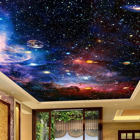 Ceiling Mural Wallpaper Modern 3d Cosmic Starry Sky Space Etsy