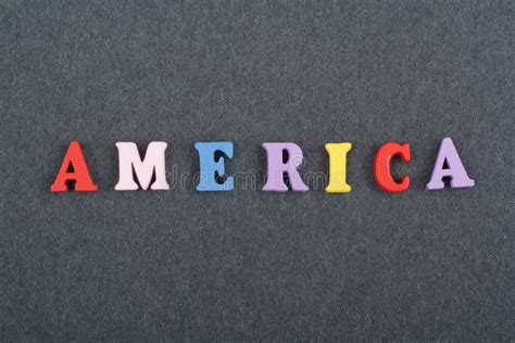 America Word On Black Board Background Composed From Colorful Abc