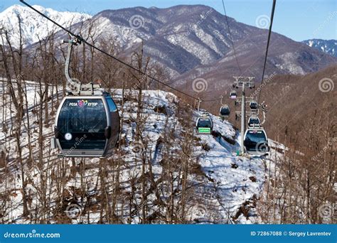 Gondolas Lift In Rosa Khutor Ski Resort Sochi Russia Editorial Stock