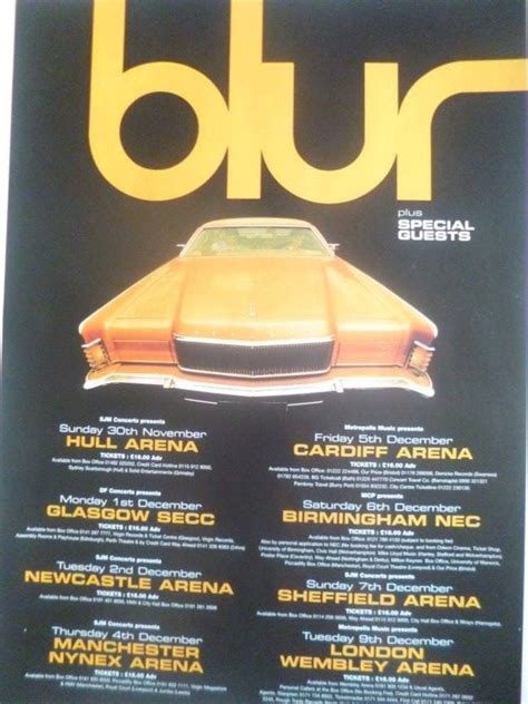 Blur 1997 Uk Tour Mounted Original Press Poster