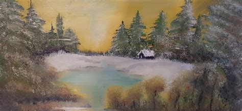 Handmade Oil Painting Winter Scene Etsy
