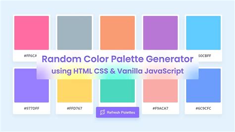 Create A Random Color Palette Generator In Html Css And Javascript Youtube