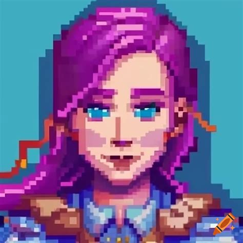 Pixel Art Of Abigail Transformed Into A Valiant Knight From Stardew Valley