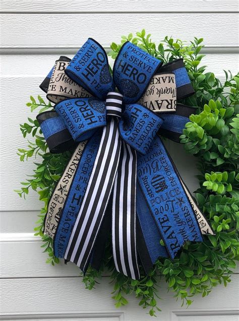 Thin Blue Line Police Bow For Lantern Police Support Bow Etsy