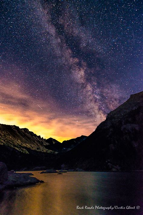 Milky Way Over Mills Mills Lake Rocky Mountain National Park Back
