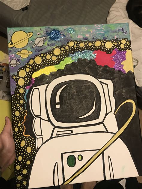 Trippy Astronaut Painting Etsy Painting Mini Canvas Art Planet Painting