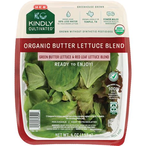 H E B Kindly Cultivated Fresh Organic Butter Lettuce Blend Shop
